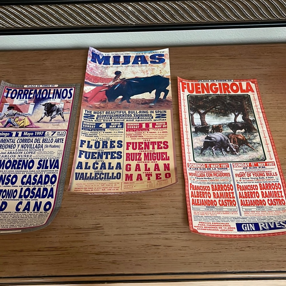Authentic Vintage Bullfight Advertising Posters: May 1997, Three Bull-Rings
